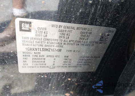 2017 GMC Acadia Sle-2 from USA, damaged, VIN 1GKKNTLS8HZ167498